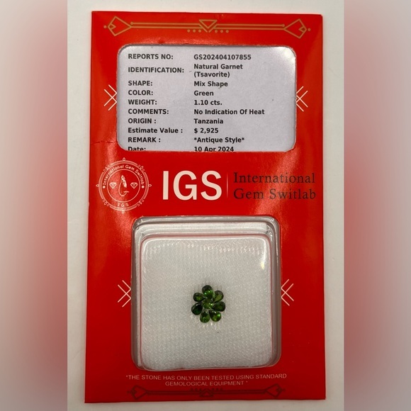 Jewelry - Rare Natural Green Tsavorite Garnet 1.10 cts Loose Gemstones Luxury Gift Garnet